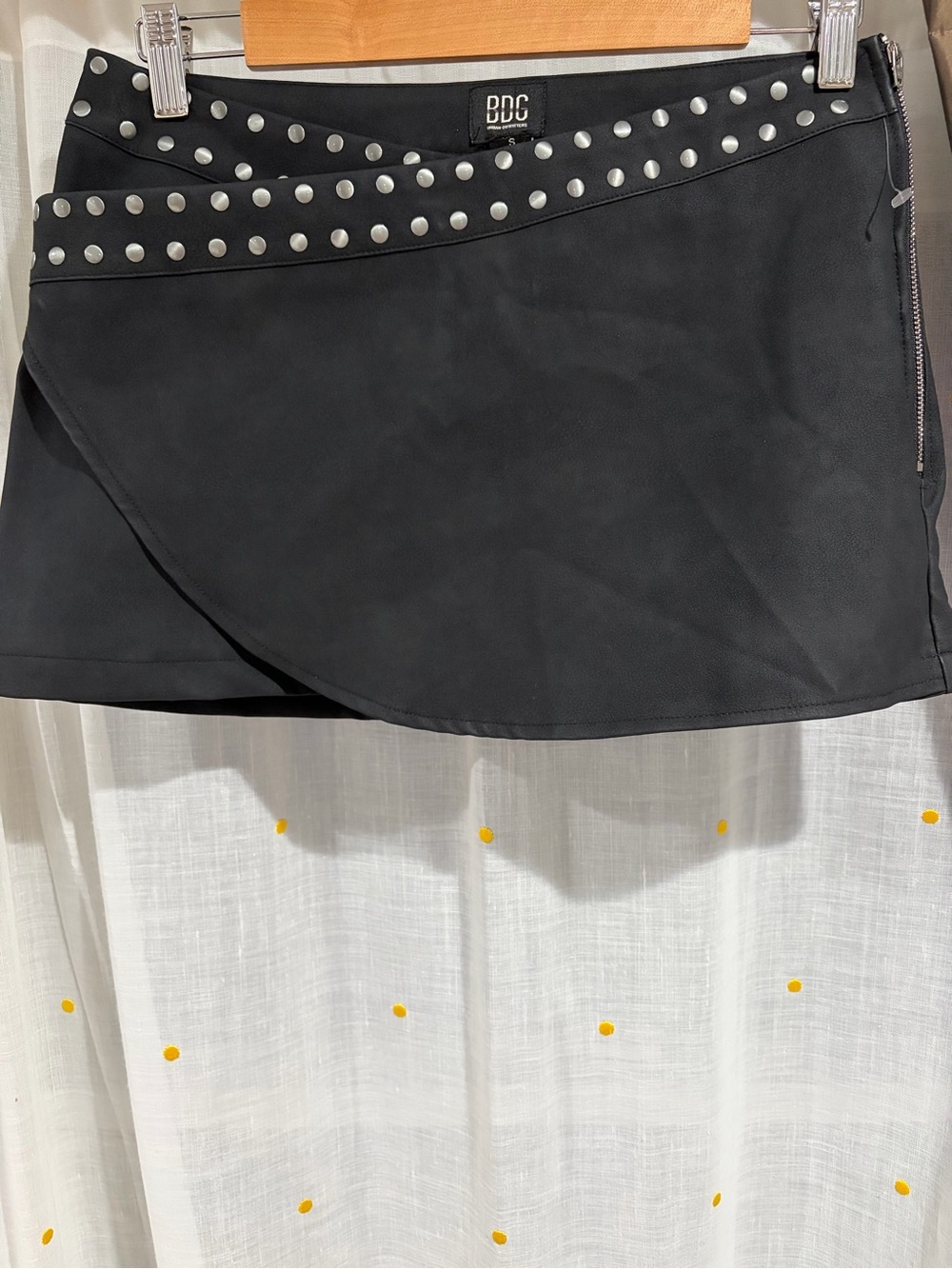 BDG Black Asymmetrical Mini Skirt with Silver Studs/ Size Small